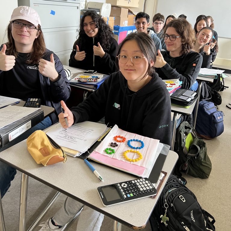 Math students using M&Ms to perform a chi squared goodness of fit test - funded by CAF-PTSA mini grants