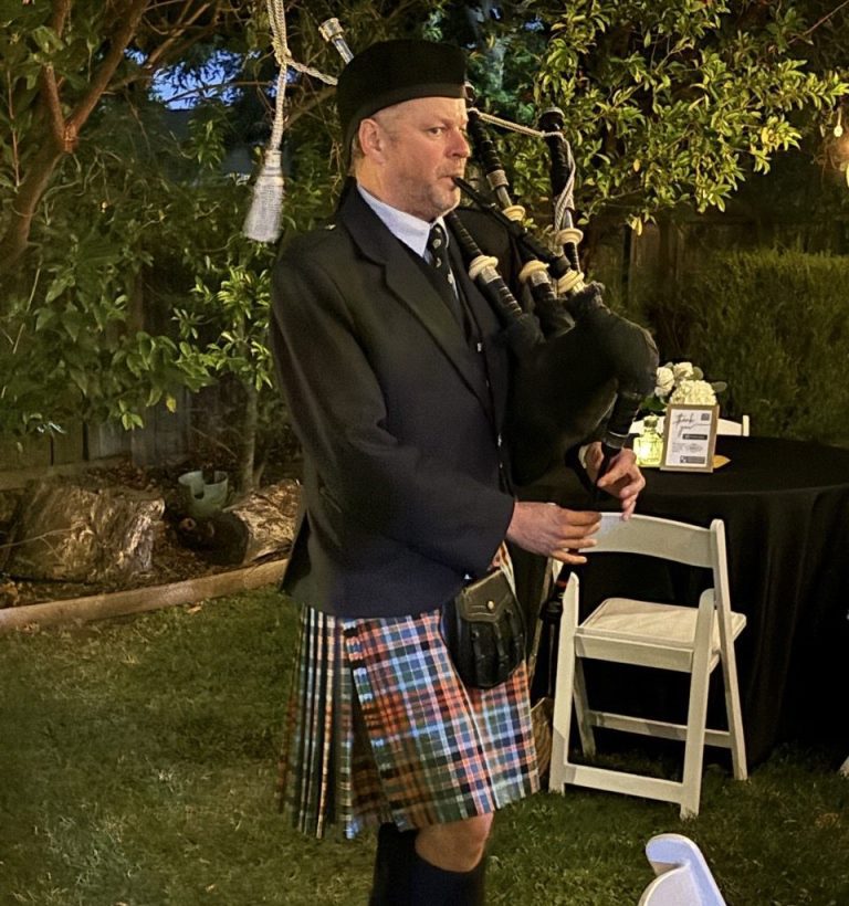Photo of bagpiper playing at Bagpiper Bash 2023