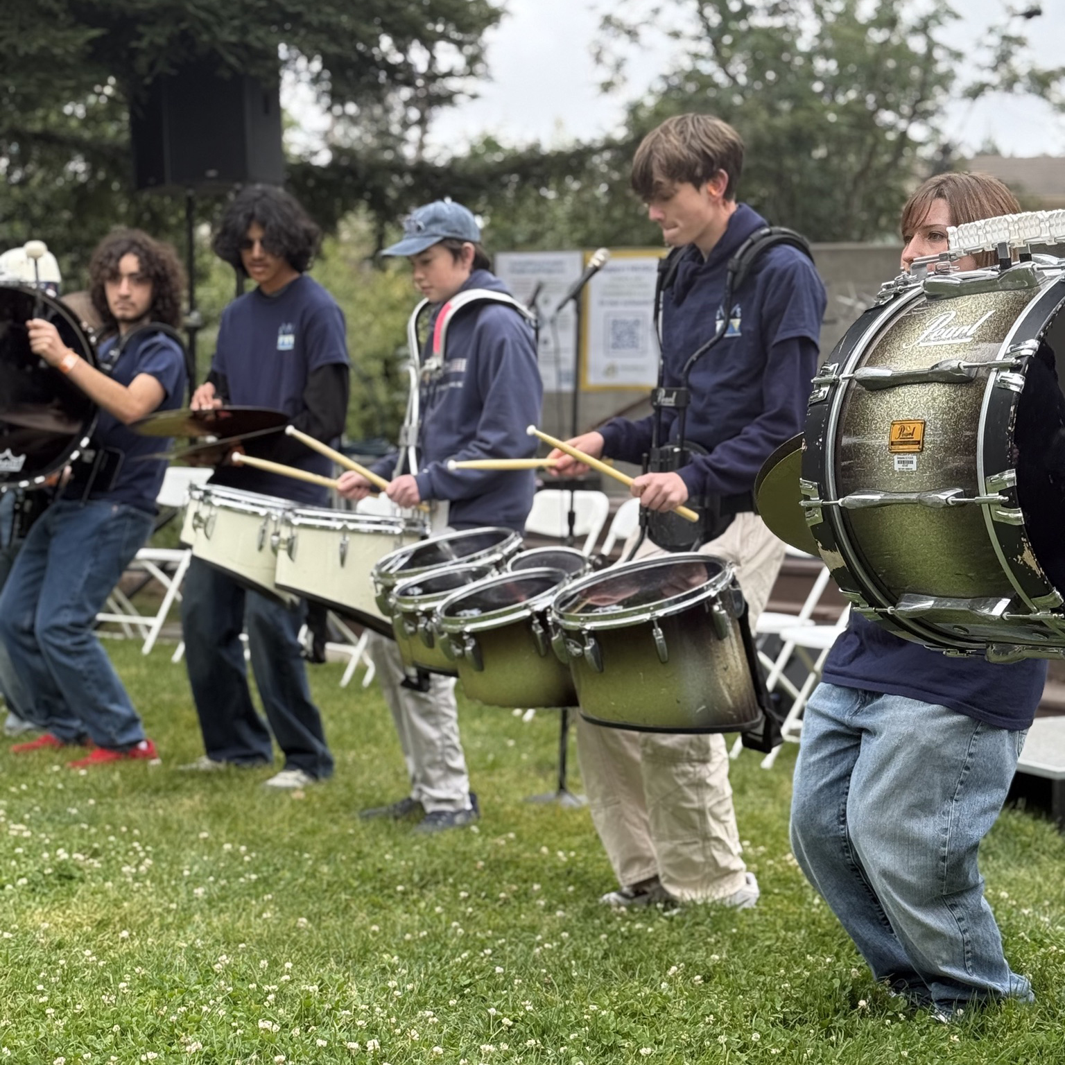 Carlmont students performing in a drumline