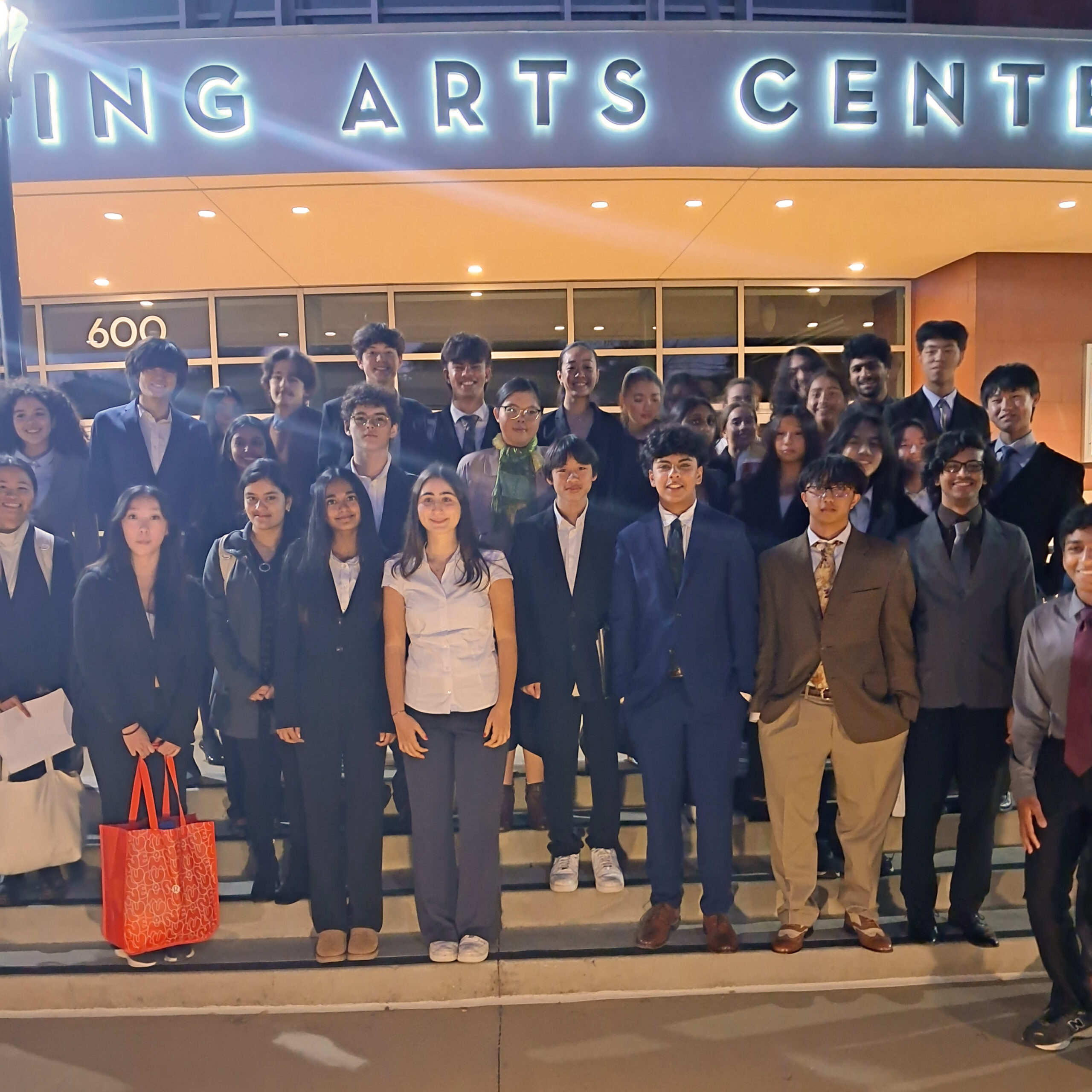 A group of Carlmont mock trial students standing together